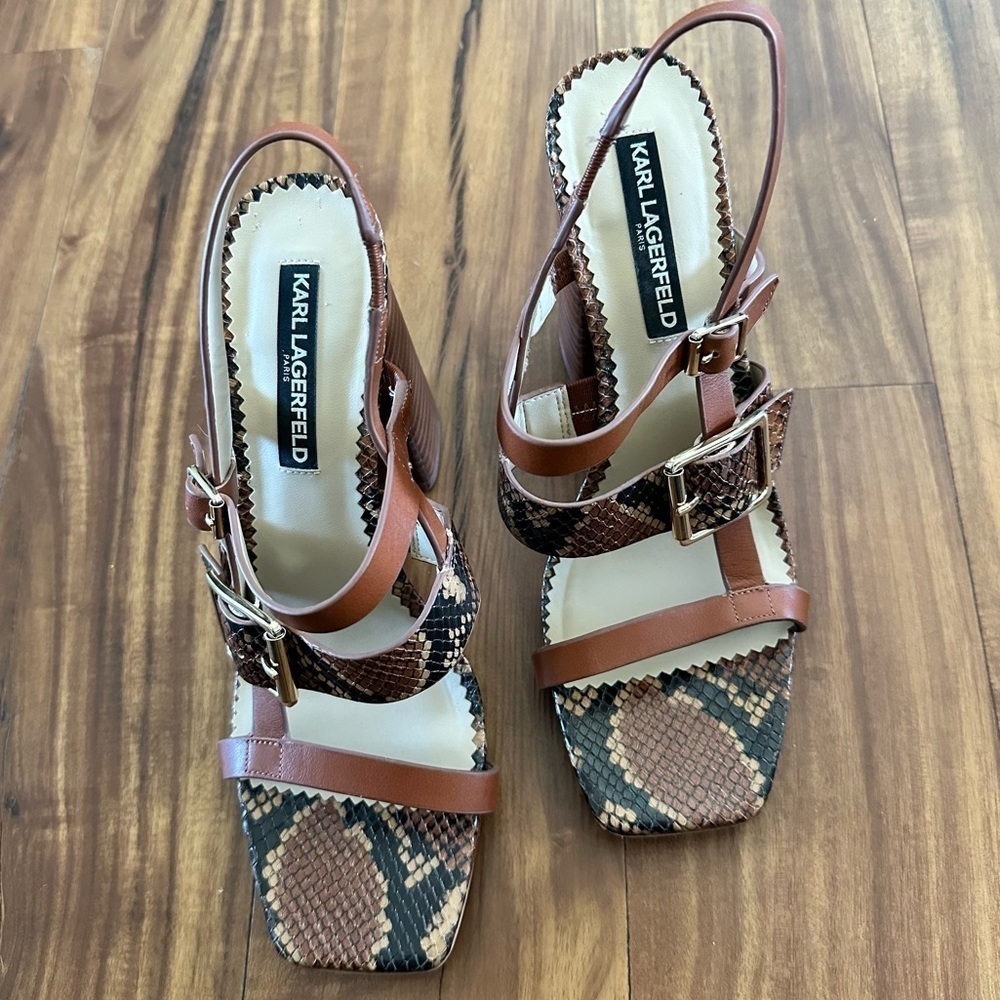 {Karl Lagerfeld} Marlow Snake print slingback heels Size: 9